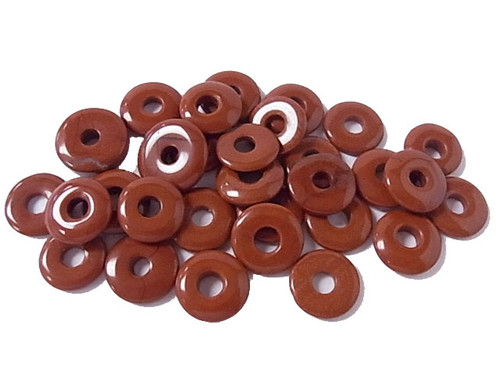 15mm Red Jasper Donut Beads 3pcs. natural [y900a]