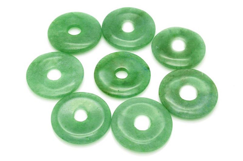 15mm Green Aventurine Donut Beads 3pcs. natural [y900c]
