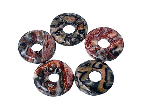 15mm Leopard Skin Donut Beads 3pcs. natural [y903c]