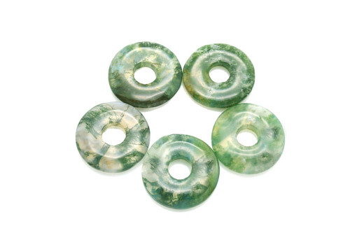 20mm Green Moss Agate Donut Beads 2pcs. [y905a]