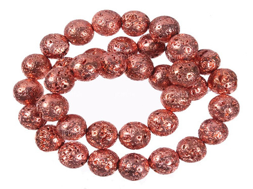 8mm Volcano Lava Rose Gold Round Beads 15.5" coated [8ker]