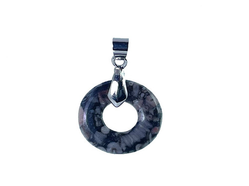 20mm Fossil Agate Donut Pendant 1pc. [y909cp]
