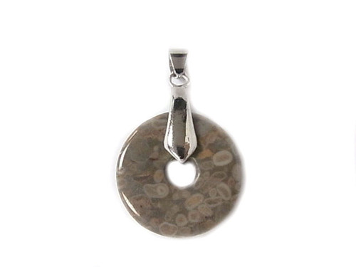 25mm Fossil Agate Donut Pendant 1pc. [y911ap]
