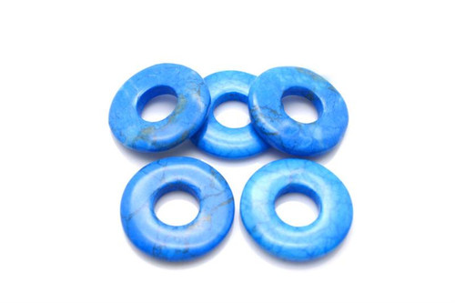 20mm Turquoise Howlite Donut Beads 2pcs [y914a]