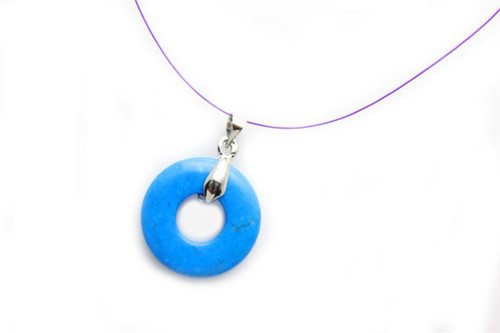 20mm Turquoise Howlite Donut Pendant 1pc. [y914ap]