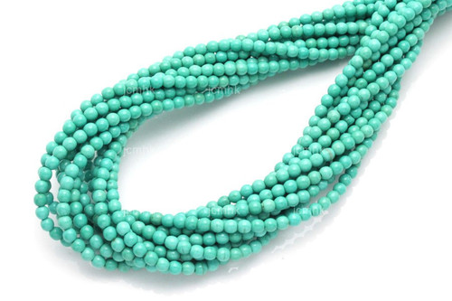 3mm Sea Green Magnesite Round Beads 15.5" [3tm]