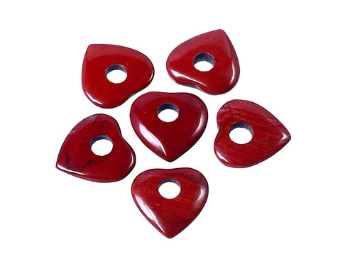 15mm Red Jasper Heart Donut Beads 3pcs. natural [y914c]