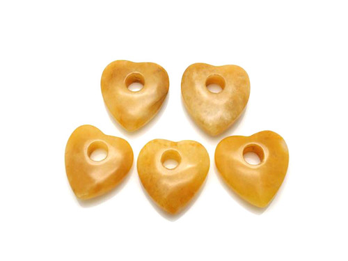 20mm Golden Jade Heart Donut Beads 2pcs. [y916b]