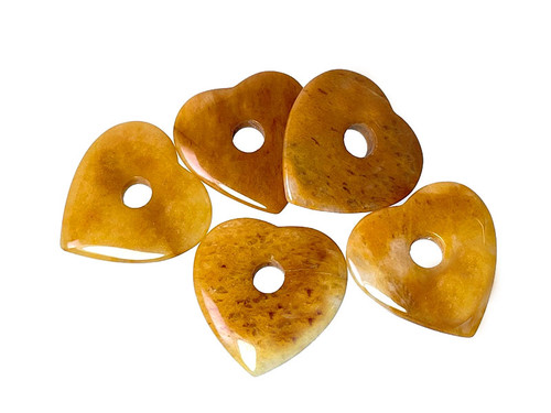 30mm Golden Jade Heart Donut Beads 2pcs [y921a]