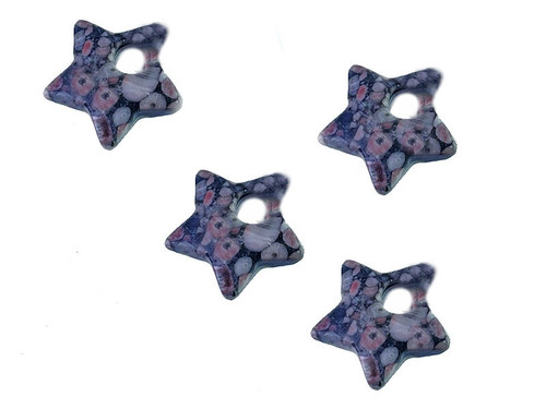 20mm Fossil Jasper Star Donut Beads 2pcs. [y922a]