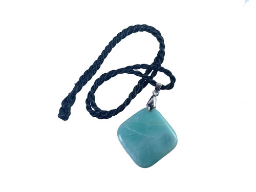 32mm Amazonite Diamond Pendant with Satin Rope Cord 17" & knot closure [y925br]