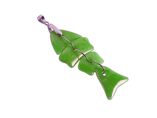 65mm Green Aventurine Fish Pendant [y926bp]