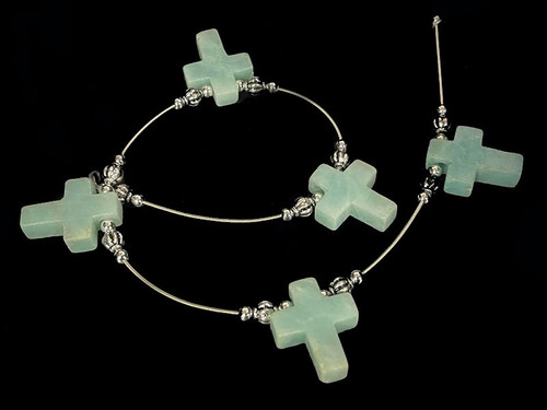 35mm Green Amazonite Cross Beads 15.5" natural [y929bn]