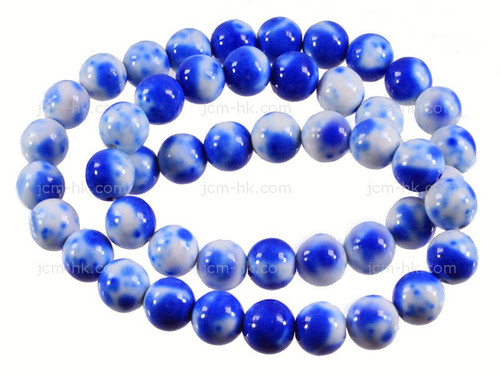 8mm Blue Fossil Agate Round Beads 15.5" dyed [8g1b]