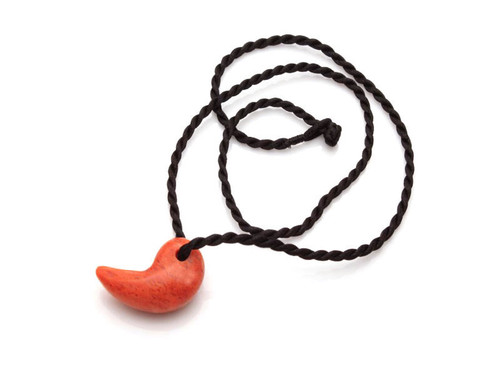 30mm Red Aventurine Magatama Fortune Pendant with Satin Rope Cord 17" & knot closure [y944ar]