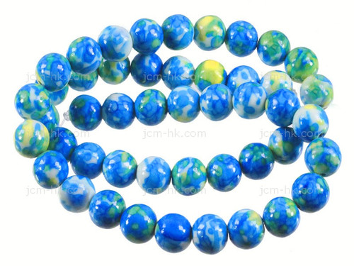 8mm Green Fossil Agate Round Beads 15.5" dyed [8g1g]