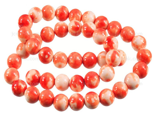 8mm Orange Fossil Agate Round Beads 15.5" dyed [8g1h]
