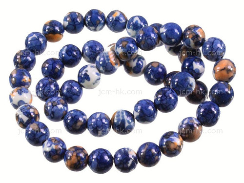 8mm Lapis Fossil Agate Round Beads 15.5" dyed [8g1l]