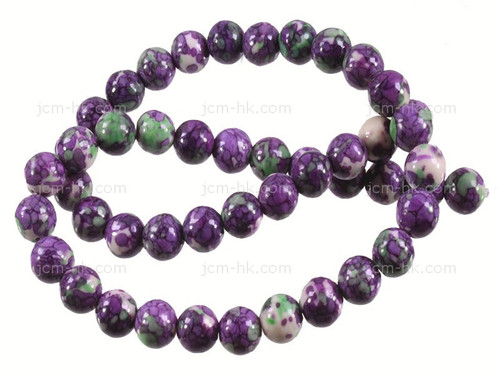 8mm Purple Fossil Agate Round Beads 15.5" dyed [8g1p]