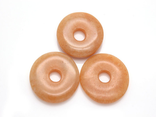 25mm Peach Jade Donut Beads 2pcs. [y954a]