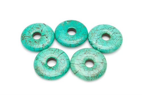 20mm Turquoise Howlite Donut Beads 2pcs. [y956a]