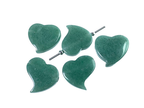 25mm Green Aventurine Heart Donut Beads 2pcs. wIth 3mh Hole [y908c]