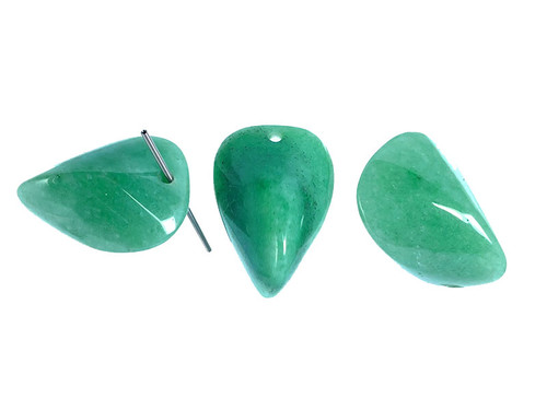 25x36mm Green Aventurine Beads 2pcs. wIth 3mh Hole [y915b]