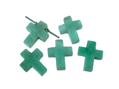 35mm Blue Amazonite Cross Beads 2pcs. wIth 3mh Hole [y929a]