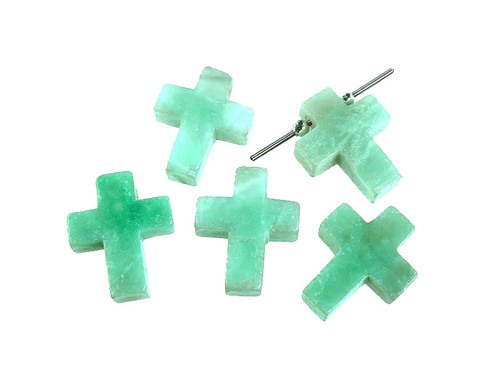 35mm Green Amazonite Cross Beads 2pcs. wIth 3mh Hole [y929b]