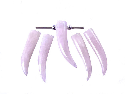 30mm Rose Quartz Horn Beads 2pcs. wIth 3mh Hole [y941a]