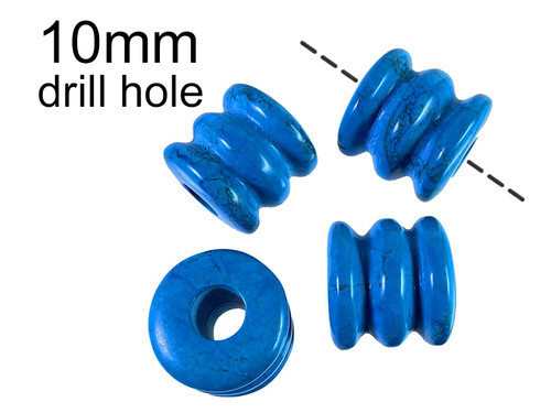 27x25mm Turquoise Howlite Designer Beads 10mm Hole 1pc. [y949c]