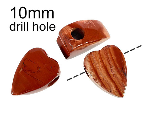 30x44x22mm Red Jasper Heart Beads 10mm Hole 1pc. [y949d]