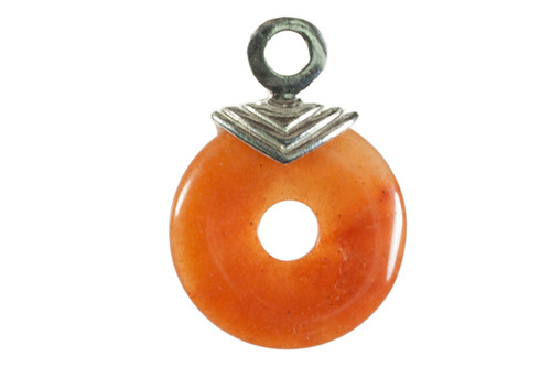 925 Sterling Silver 25mm Red Aventurine Donut Pendant [y804a]
