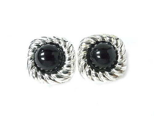 925 Sterling Silver 20mm Black Onyx Post Earring [y806h]