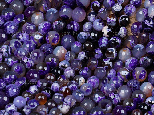 8mm Purple Faceted Fire Agate Round Beads 15.5" dyed [8g2p]