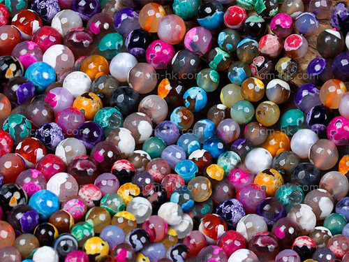 8mm Mix Faceted Fire Agate Round Beads 15.5" dyed [8g2x]