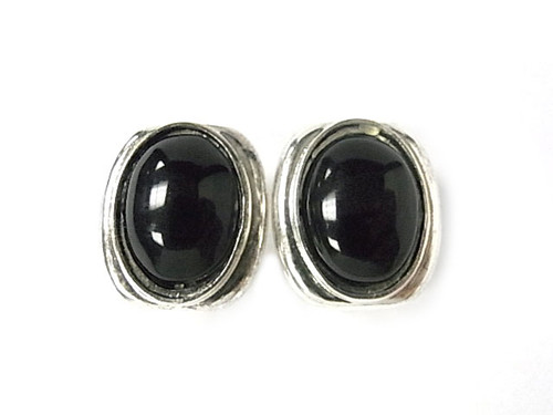 925 Sterling Silver 18x22mm Black Onyx Post Earring [y807b]