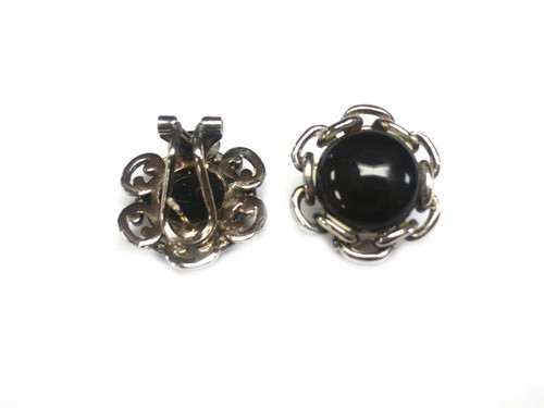925 Sterling Silver 22mm Black Onyx Post Earring & Pendant [y801m]