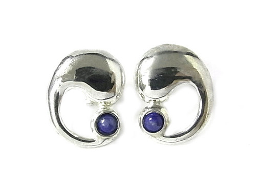 925 Sterling Silver 30mm A Grade Lapis Lazuli Post Earring [y806b]