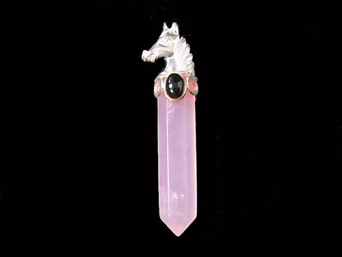 925 Sterling Silver 52mm Rose Quartz Healing Crystal Point Pendant [y727f]