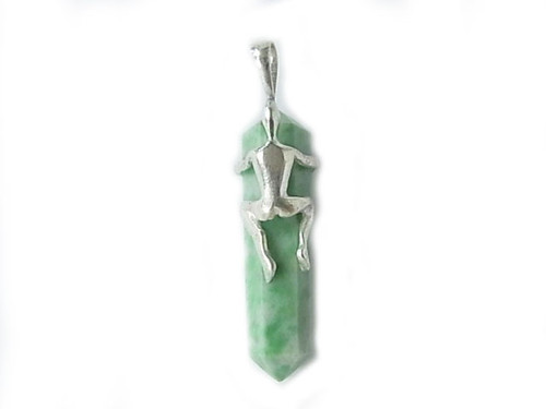 925 Sterling Silver 45mm Amazonite Healing Crystal Point Pendant [y734-r34]