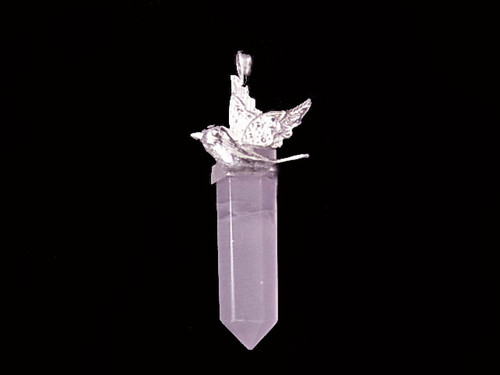 925 Sterling Silver 50mm Cape Amethyst Healing Crystal Point Pendant [y808k]