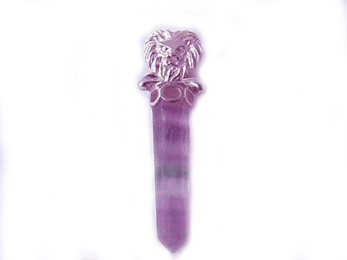 925 Sterling Silver 55mm Fluroite Healing Crystal Point Pendant [y737-r8]