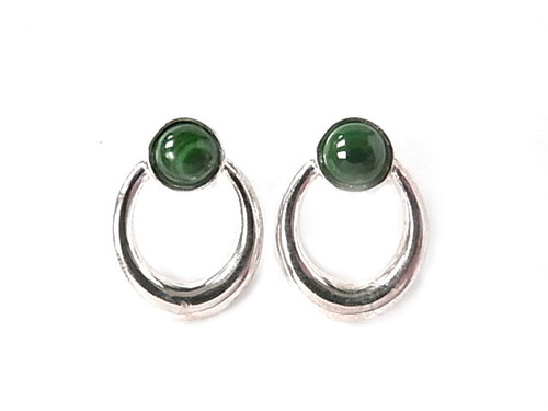 925 Sterling Silver 20x25mm A Grade Green Malachite Post Earring [y801b]