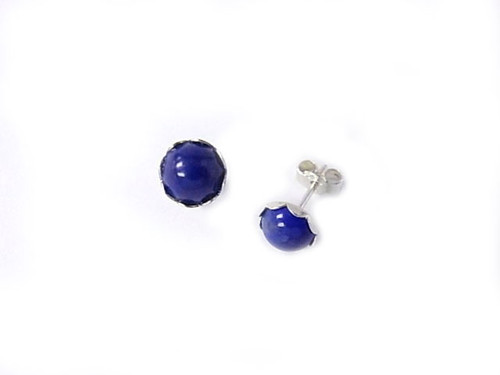 925 Sterling Silver 6mm A Grade Lapis Lazuli Post Earring [y805b]