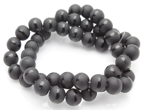 8mm Black Football Agate Round Beads 15.5" natural [8h89k]