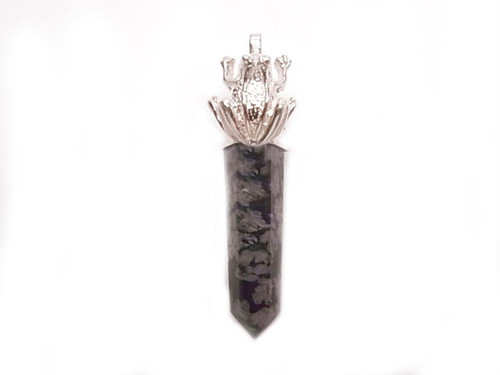 925 Sterling Silver 45mm Snowflake Obsidian Healing Crystal Point Pendant [y800e]