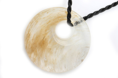 50mm Light Rulite Quartz Ago-Ago Pendant with Black Satin Cord [y697ar]