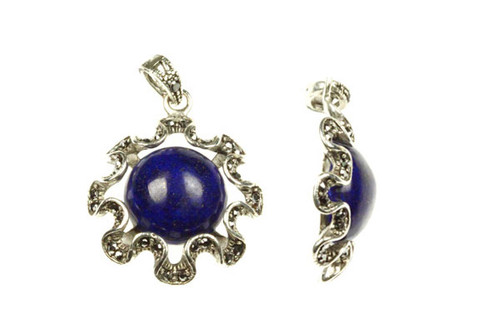 28mm Natural Lapis Lazuli Pendant With Marquise (Chain Exclude) [y402a]