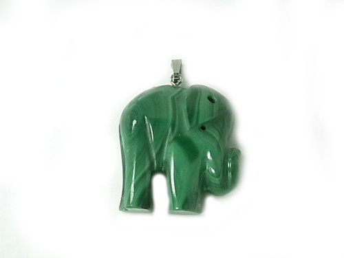 25mm A Grade Green Malachite Elephant Pendant [y502c]